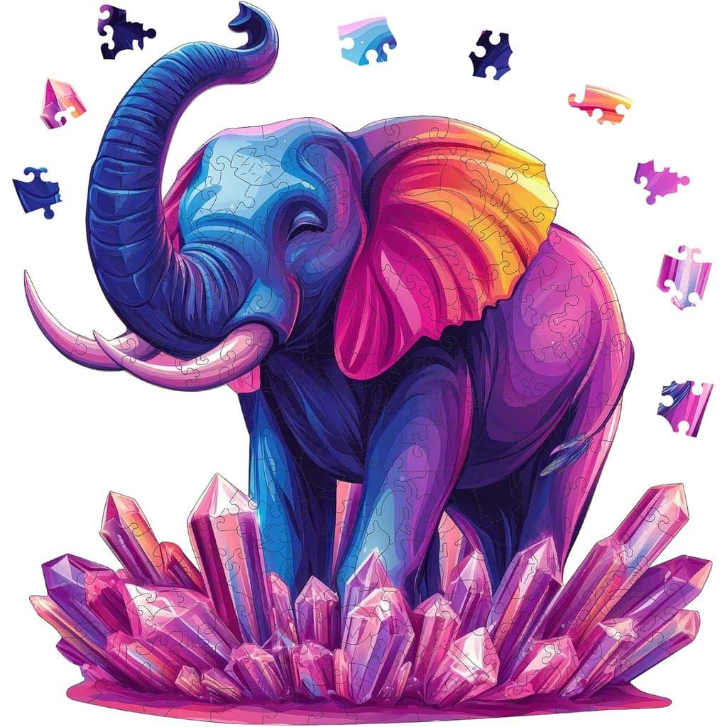 Quebra-cabeças de Elefante Colorido Ixfyloop para Adultos, Quebra-cabeças de Madeira com 500 Peças, Quebra-cabeças de An