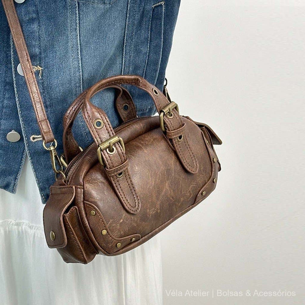 Nova bolsa pequena de outono e inverno, bolsa para motocicleta, bolsa de bowling, bolsa transversal de ombro, bolsa femi