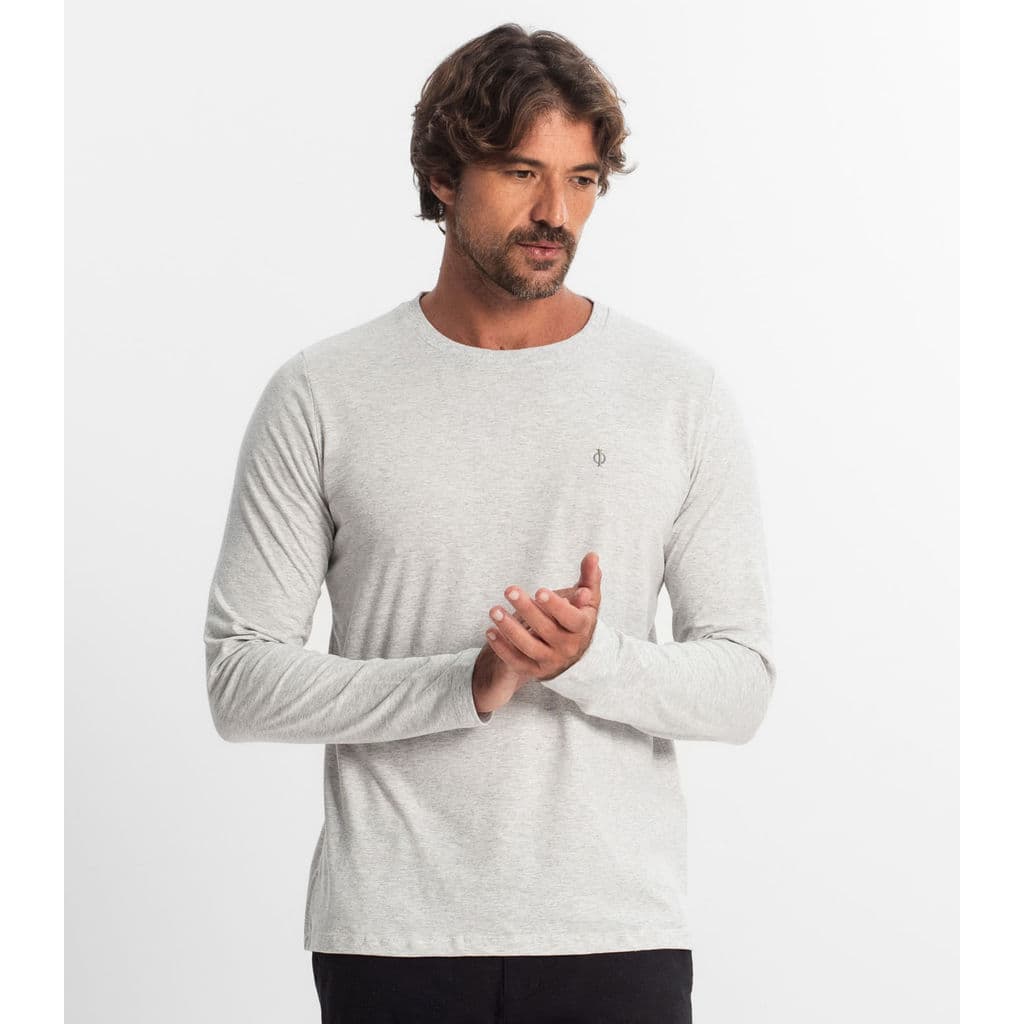 Camiseta Manga Longa Meia Malha Diametro Cinza