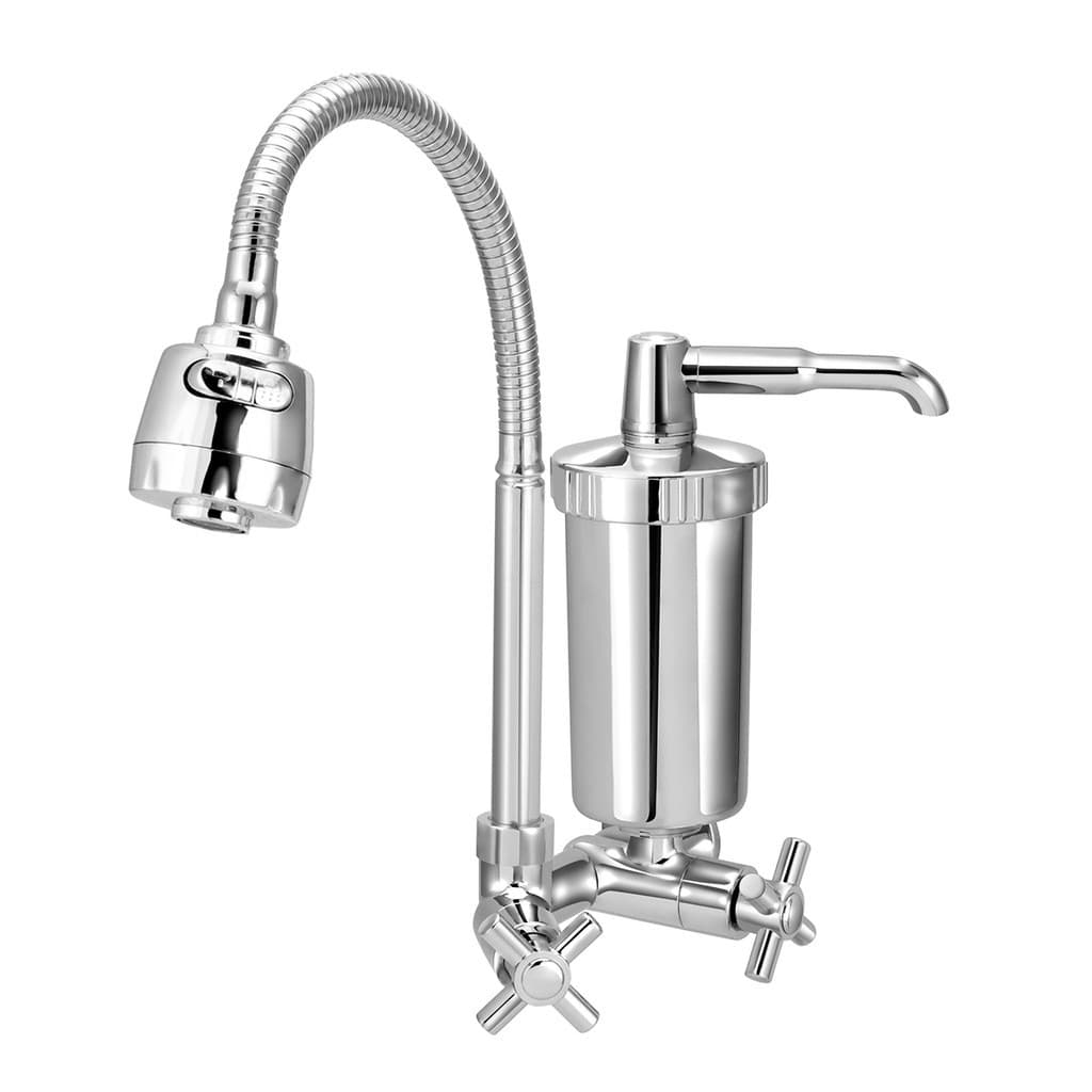 Torneira Cozinha Gourmet Parede Flexivel ABS Com Filtro 1/4 Volta Bica Giratoria 360