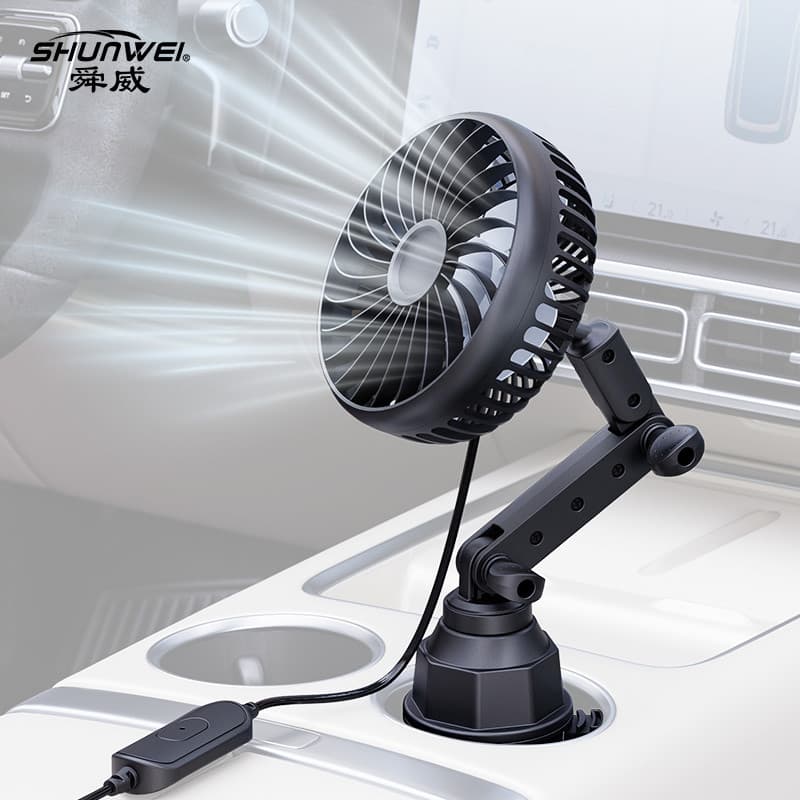 Ventilador de carro porta USB 5 folhas 3 velocidades alto Volume de ar (Motor sem escova) ventilador de som de luz de ba