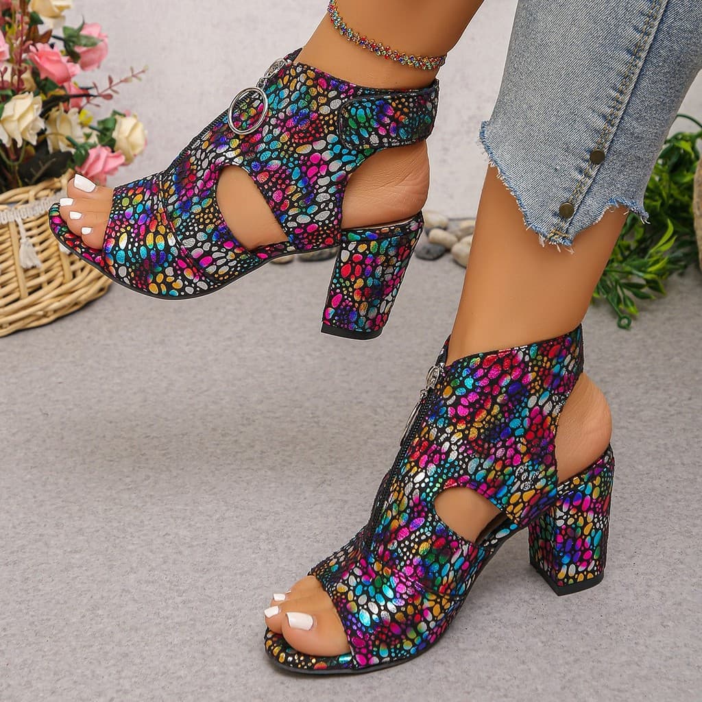 Sandálias de salto alto 2026 novo estilo senhoras sandálias de salto alto sapatos romanos Plus Size 43 sandálias