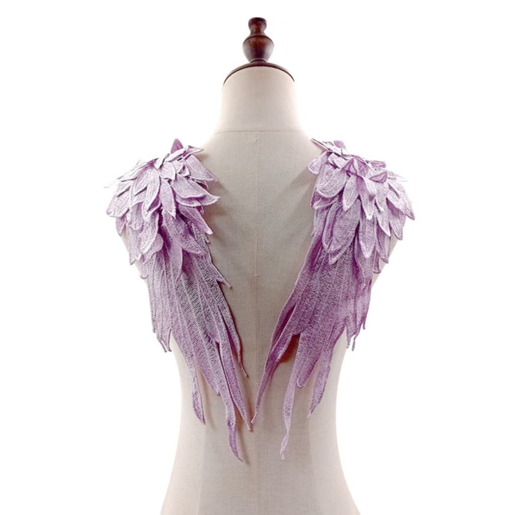 Asas de anjo par de renda solúvel em água flor bordado asas padrão DIY acessórios de renda indústria pesada decalque mul