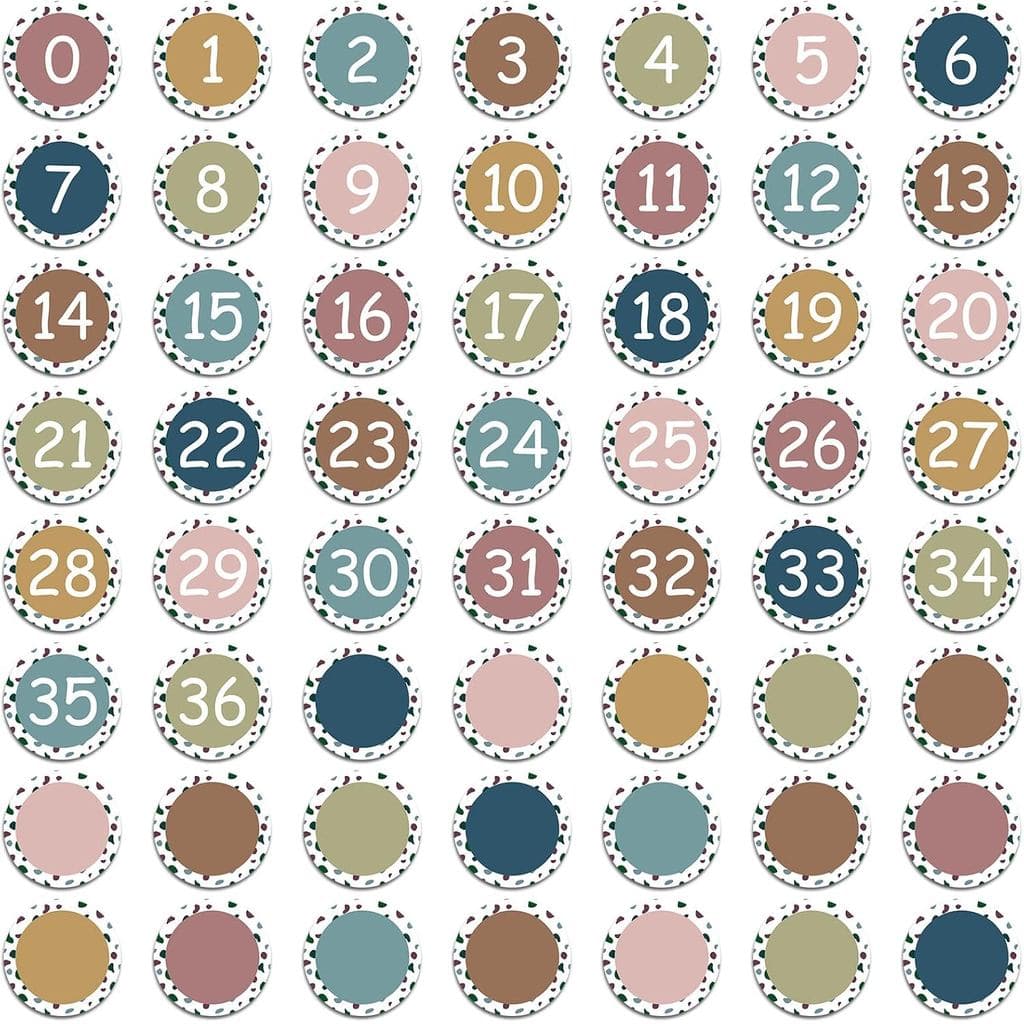 56 Peças de Números Magnéticos para Caderno de Composição Estilo Boho, Números Magnéticos de 0 a 36 com 19 Recortes Magn