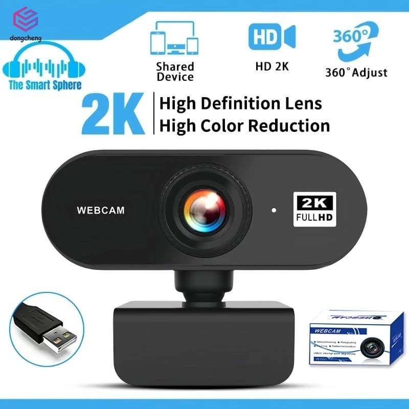 Webcam 2K 1080P 720P Full HD Com Microfone Para PC Laptop Chamada De Vídeo USB