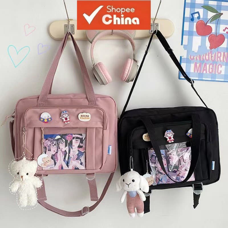Mochilas Escolares Kawaii Japonesas para Adolescentes, Bolsa Transparente Itabag Estilo Preppy, Bolsa Transversal para W