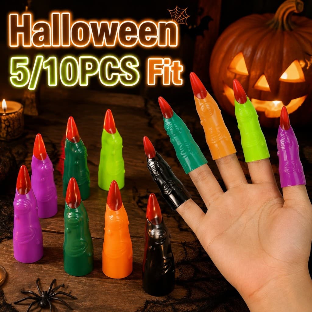 5/10 Pcs Halloween Truque Ou Travessura Dedo Cobre Acessórios De Fantasia De Cores Mistas