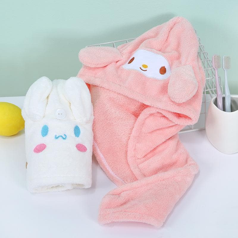 Sanrio Cartoon Touca De Cabelo Seco Coral Fleece Toalha Turbante Kawaii Student Wrap-& * -