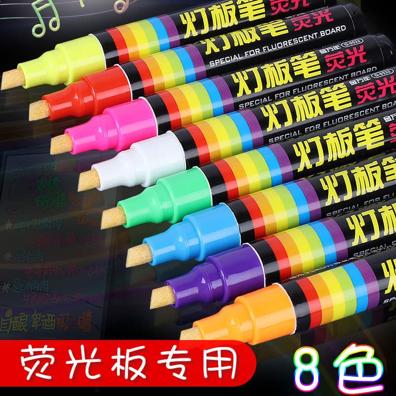 Caneta para quadro de luz Jinwannian Caneta especial para quadro fluorescente Caneta para quadro branco apagável à base