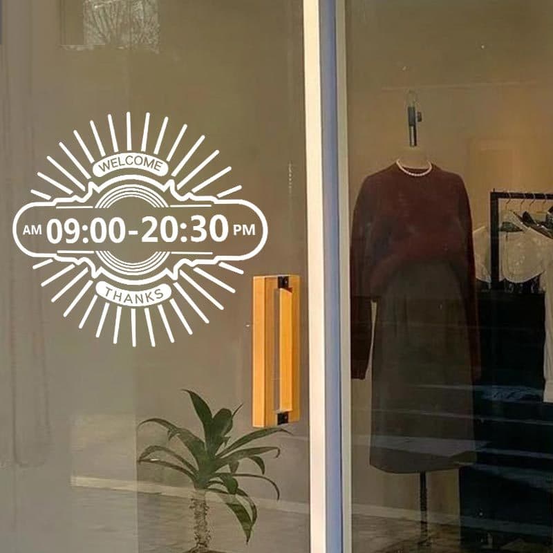 Café adesivos de vidro influenciador leite loja chá porta deslizante janela decoração adesivos Halo negócios hora aviso