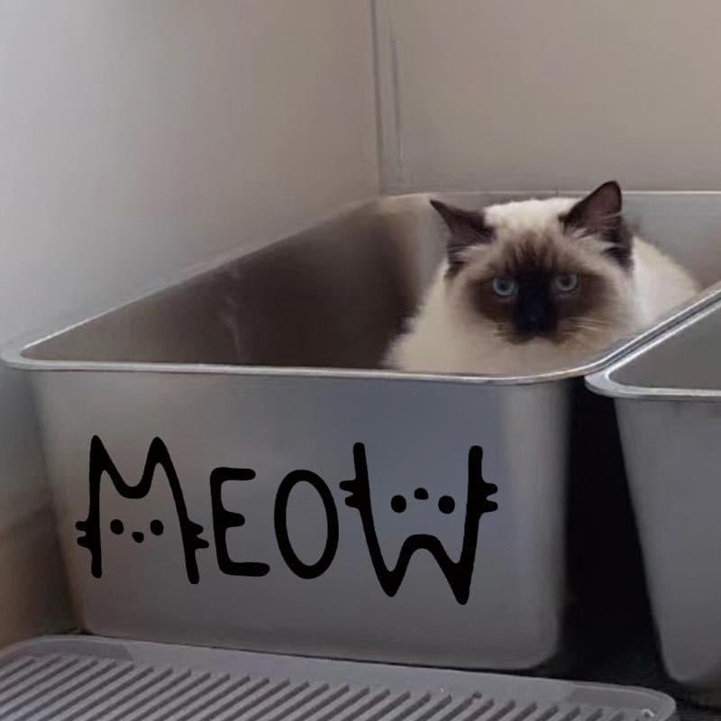 Meow miau miau criativo engraçado citações em inglês gato caixa de areia adesivo dedicado para merda pá oficial único av