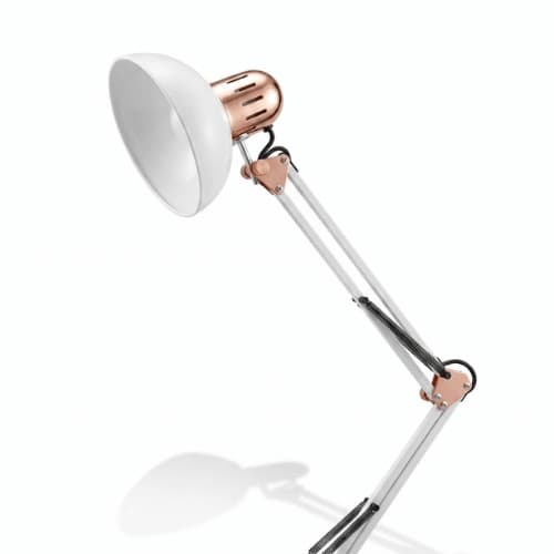 Luminária Branca com Haste Rose Gold e Garra de Fixação Profissional