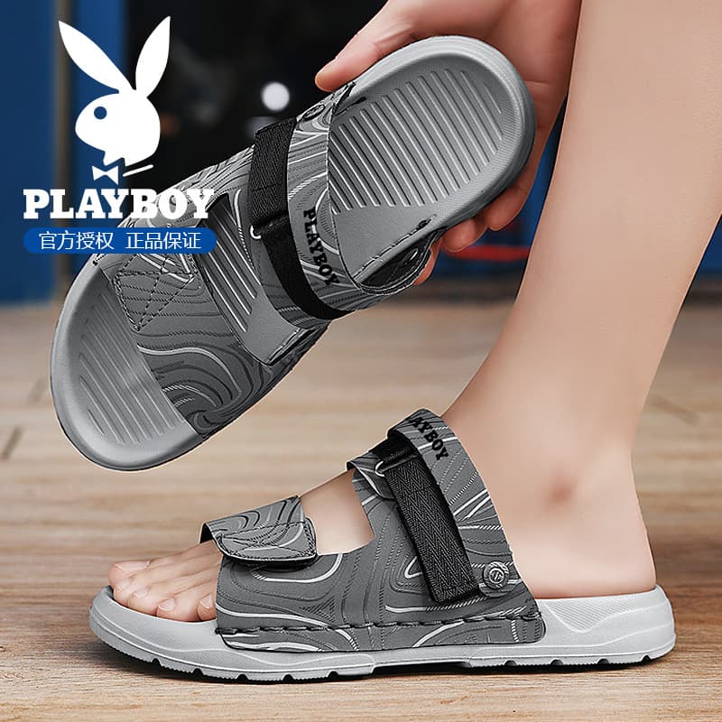 Playboy chinelos masculinos verão exterior Wear antiderrapante antiderrapante masculino Casual leve chinelos de sola gro