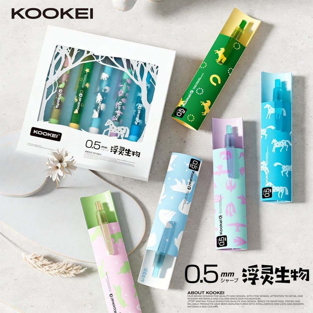 Caneta de Gel Kookei 0.5mm/Plankton limitado contraste cor alto valor suave de secagem rápida estudante escova pergunta