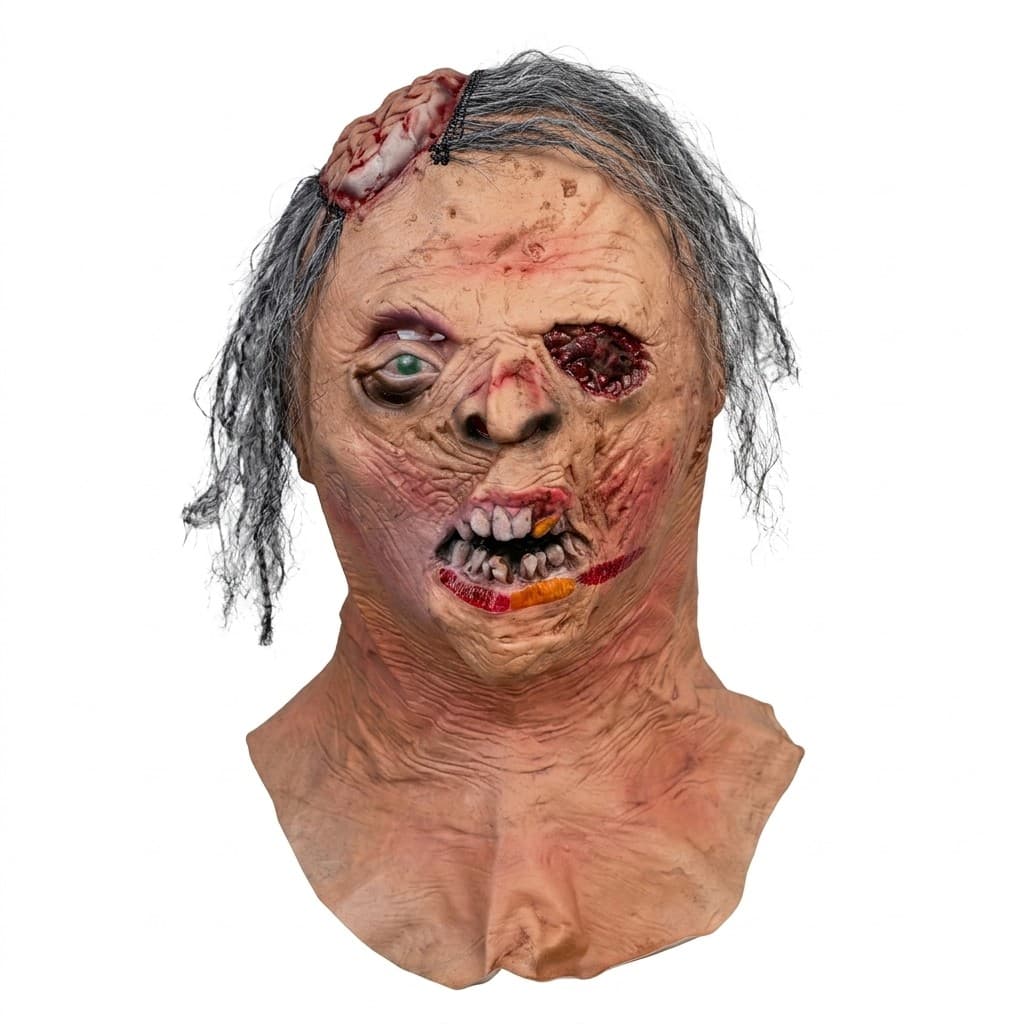 Máscara Zumbi Cérebro Zombie Assustador Halloween Látex
