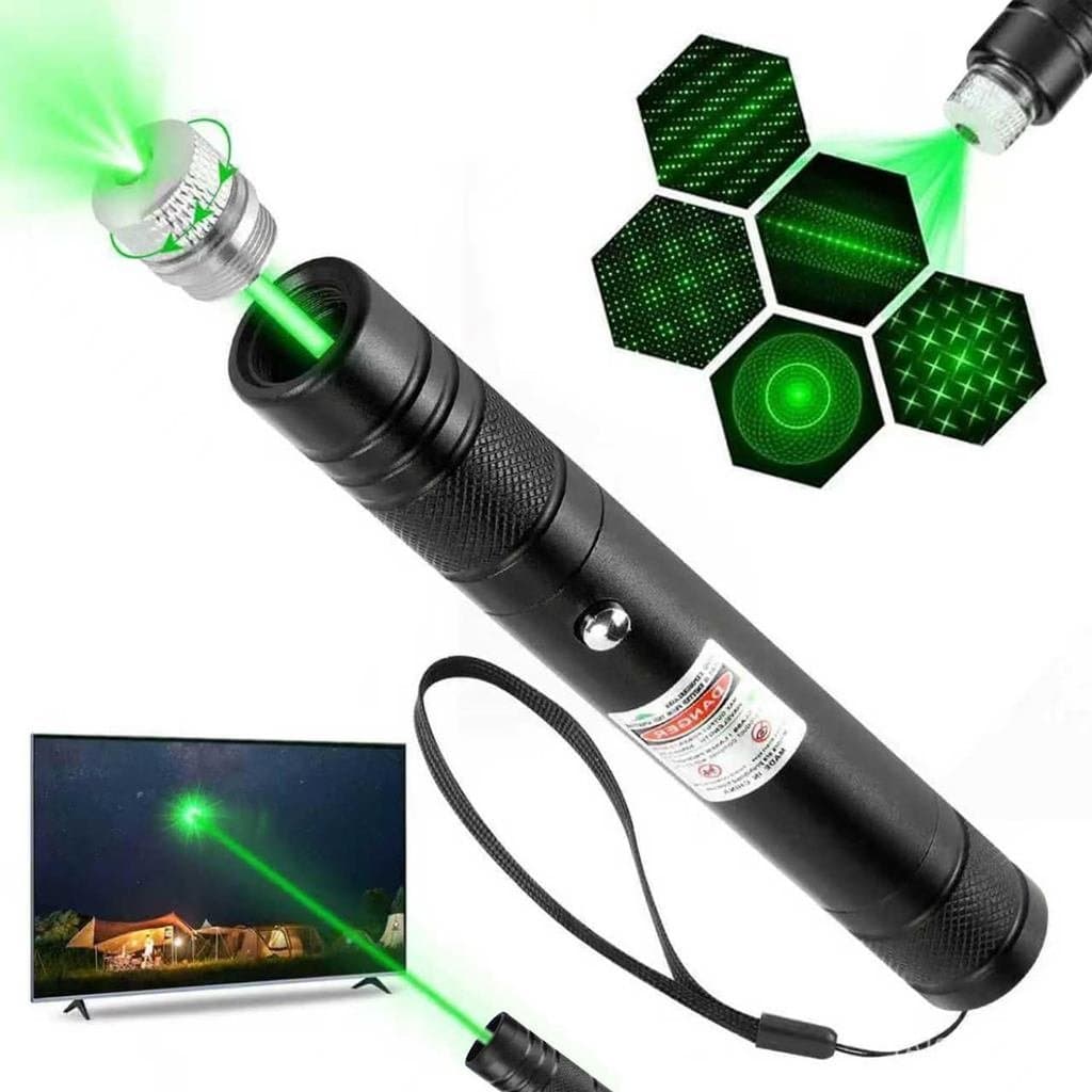 Ponteiro Laser Verde de Alta Potência com Tampa Removível em Forma de Estrela, Modo de Ponto Único de Longo Alcance, Las