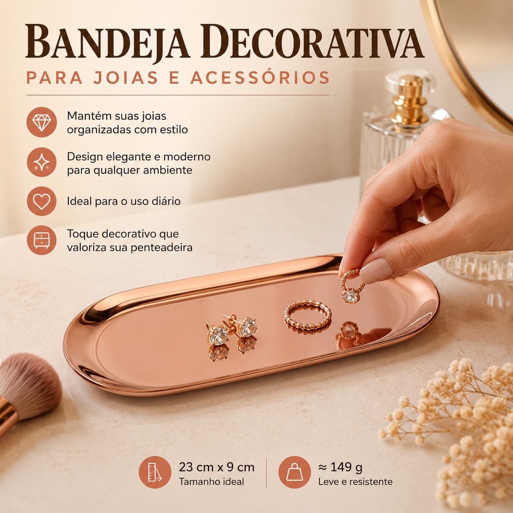 Bandeja de aço inoxidável luxuosa e decorativa Placa decorativa armazenamento 201 limpo higiênico resistente e durável