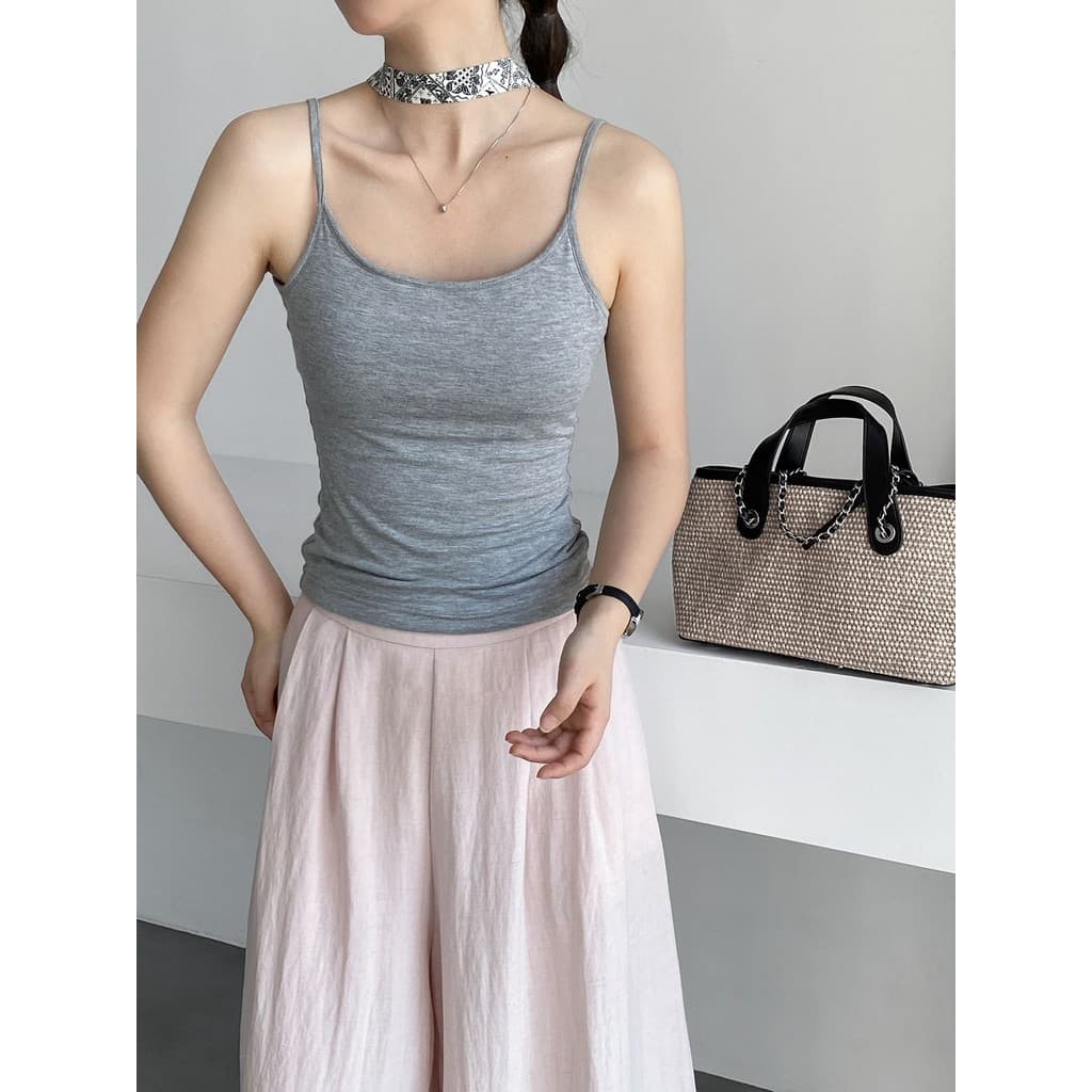 Cinza U-pescoço alça de ombro fina bonito volta estilingue sutiã um pequeno sem mangas colete exterior Wear verão femini