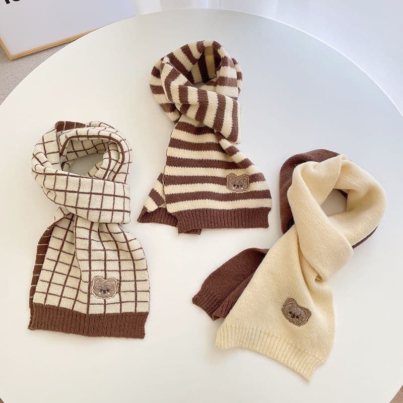 Crianças cachecol inverno engrossado bonito urso de malha lã cachecol masculino feminino bebê quente cachecol versão cor