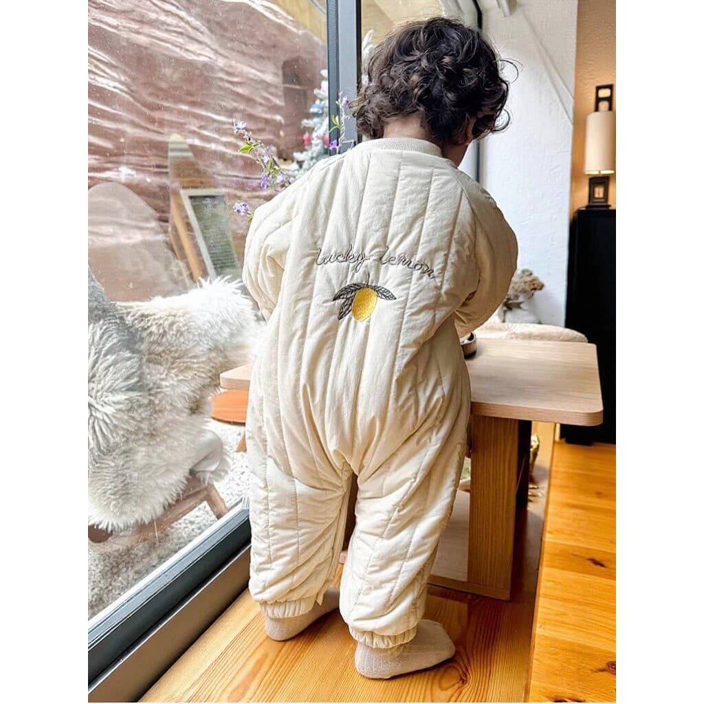 Bebê bordado acolchoado macacão das mulheres dos homens do bebê outono inverno roupas Outing roupas recém-nascidos engro