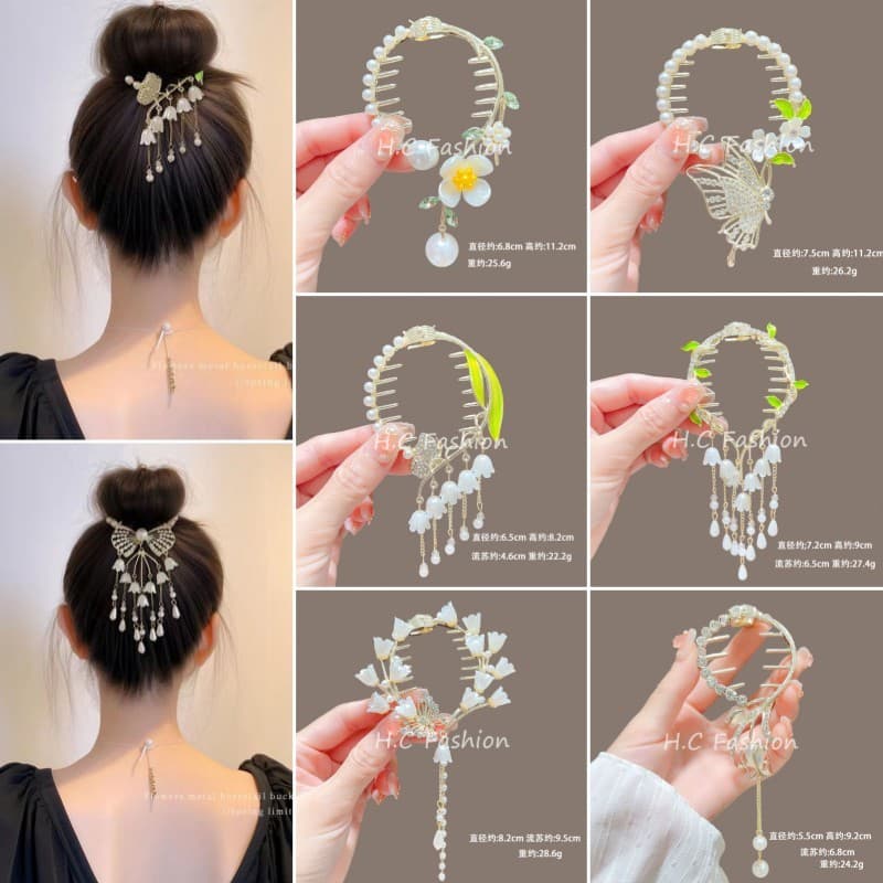 Estilo antigo lírio do vale borla grampo de cabelo bola cabeça fixa garra clipe feminino-nível sentir grampo de cabelo e