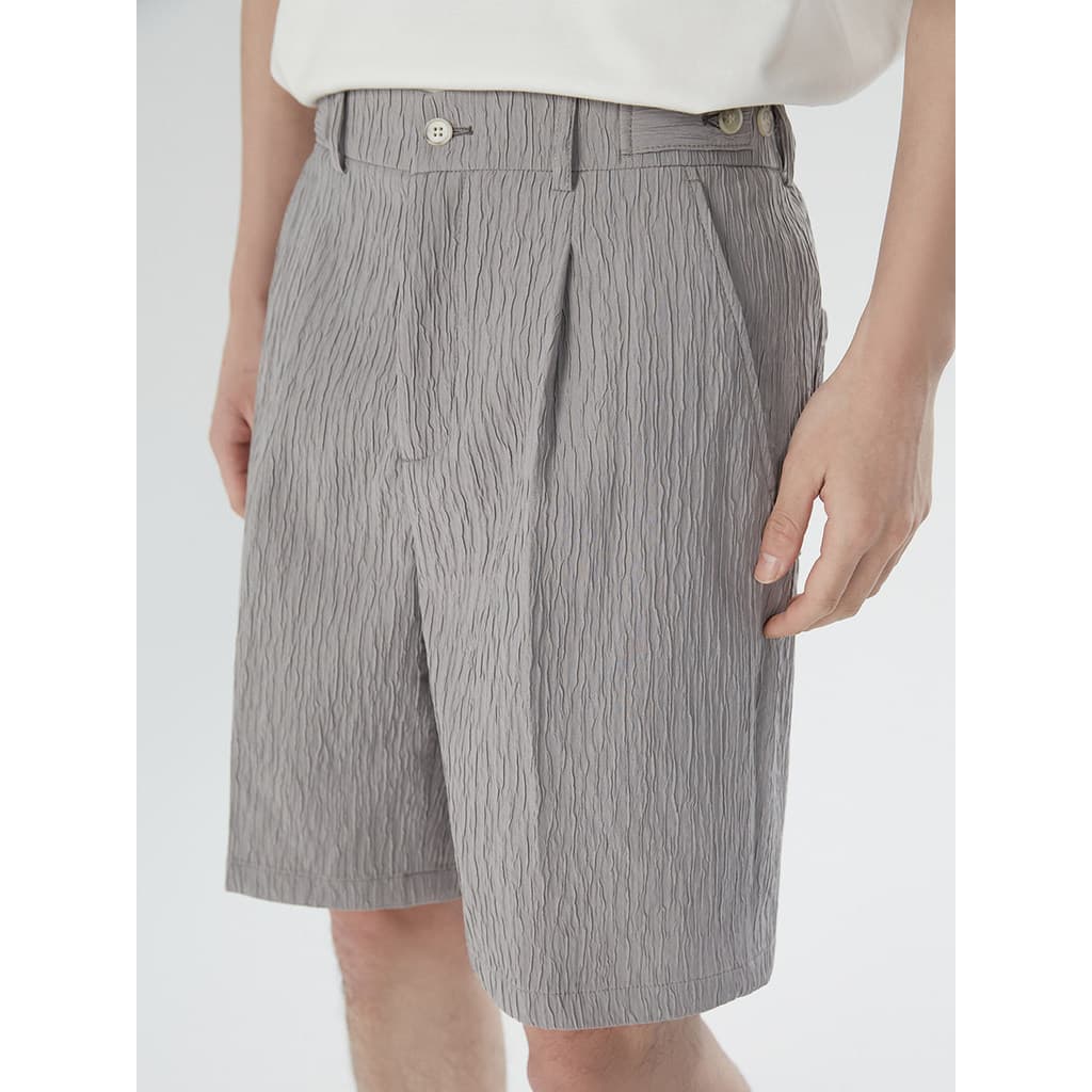 Verão cintura elástica Shorts casuais masculino texturizado padrão de casca calças de cinco pontos high-fixed luz luxo h