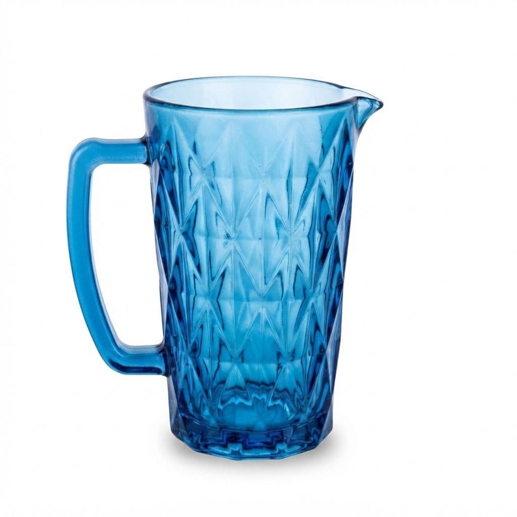 Jarra Para Água E Suco Vidro Diamond 1,2 Litros Azul e Verde Fundo Mesa Posta