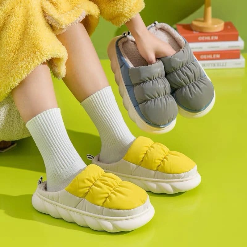 Outono inverno nova chegada pano chinelos de algodão impermeável quente de sola grossa sapatos de confinamento masculino