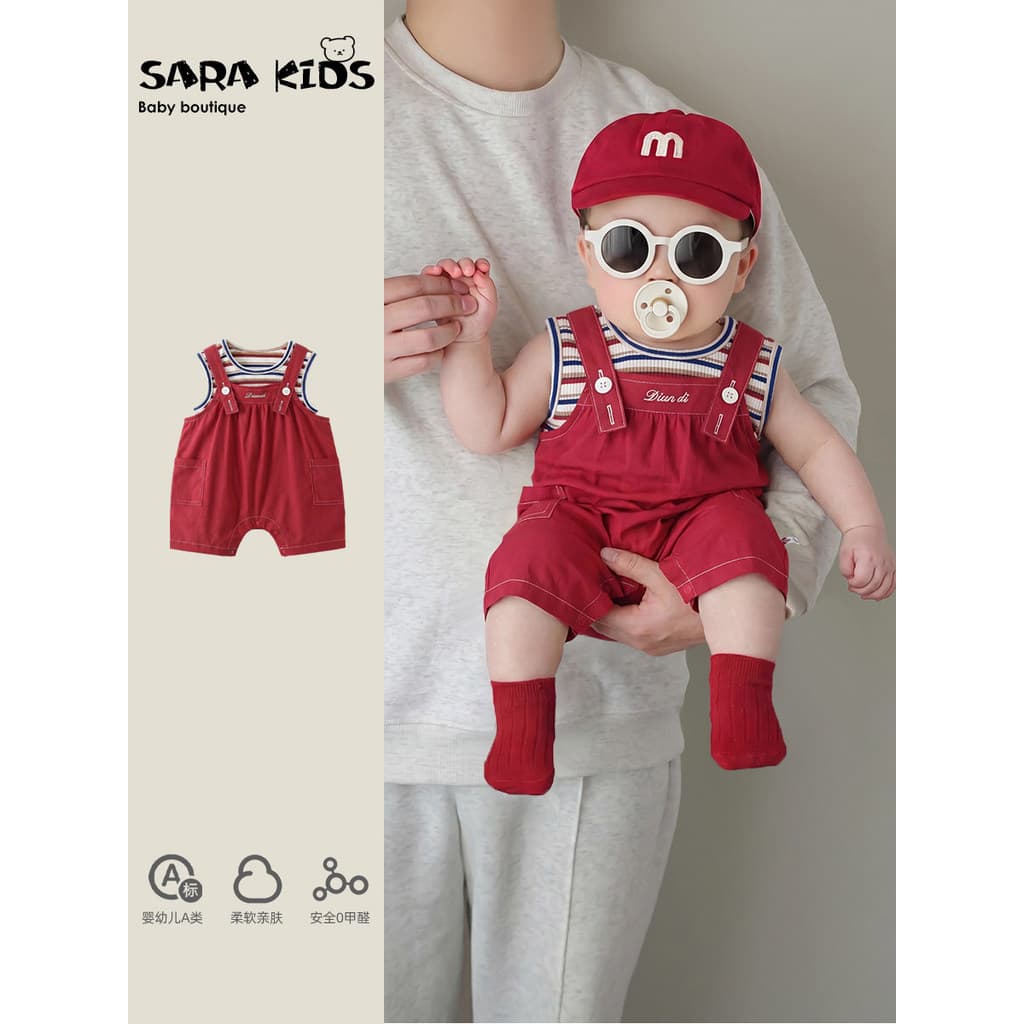 Bebê menino roupas de verão terno do bebê verão novo estilo pequeno mês-idade colete macacão dividir terno de duas peças