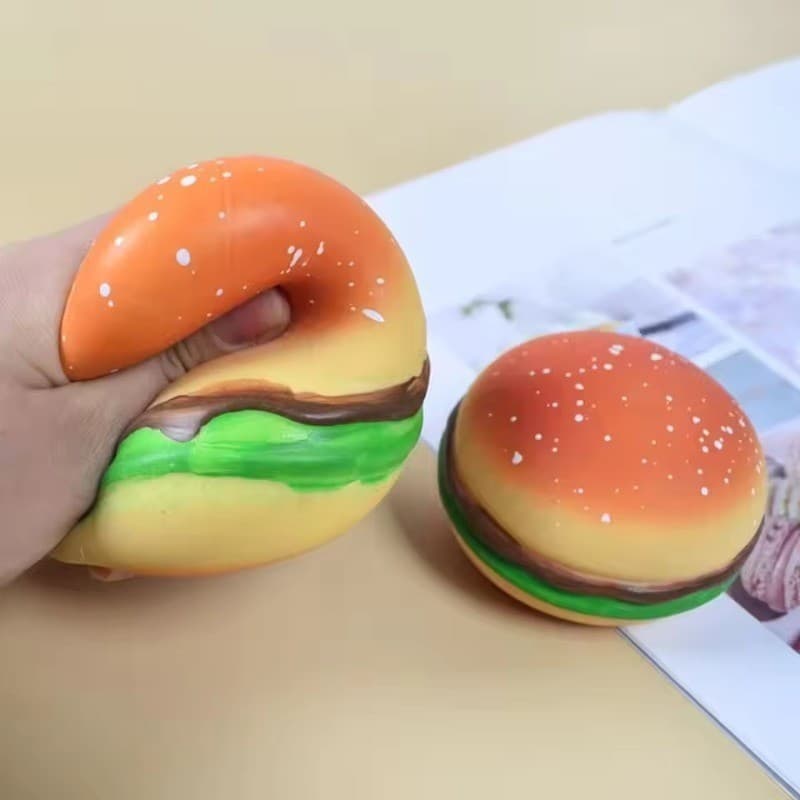 Bonito Macio E Adorável Hambúrguer Bola De Estresse Autismo Brinquedo Sensorial Alívio Do Adulto Squeeze Festa De Natal