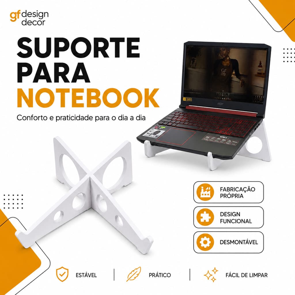 Suporte Notebook Mdf Mesa Home Office Ergonômico