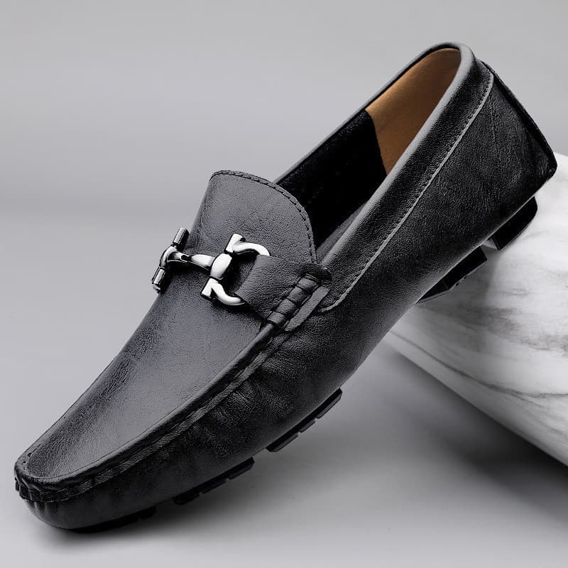Sapatos casuais masculinos de couro genuíno para primavera e verão, sapatos masculinos elegantes, mocassins confortáveis