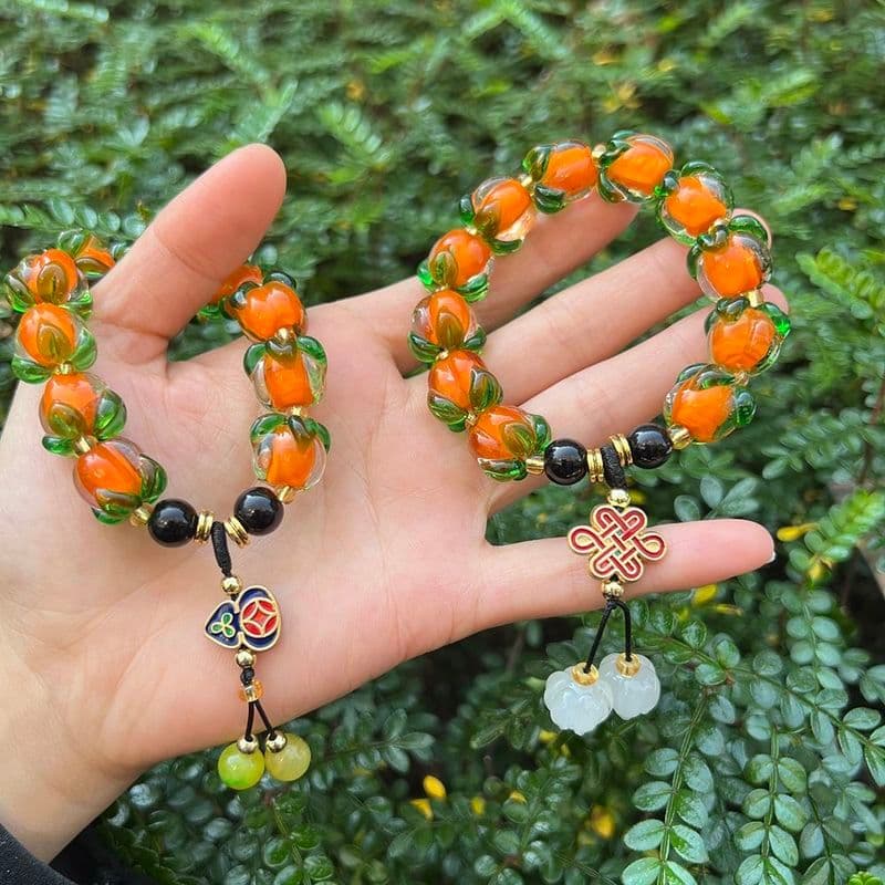 Caqui Ruyi cabaça nó chinês pulseira de vidro sorte feminino estilo chinês chinês na moda pulseira transporte sorte fort