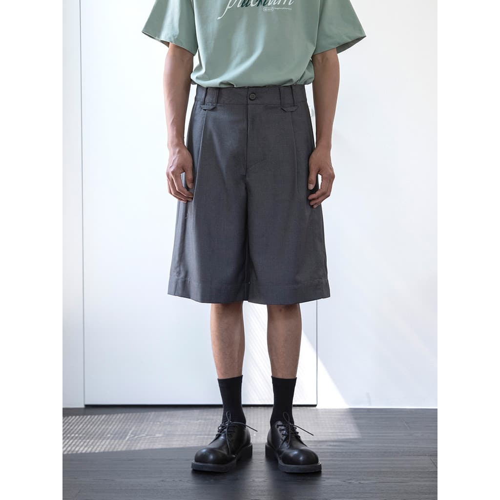 [249 Yuan Opcional Três Peças] Shorts de Terno Retro Homens Mulheres Mesmo Estilo Slimmer Look Casual Cinza Calças Finas