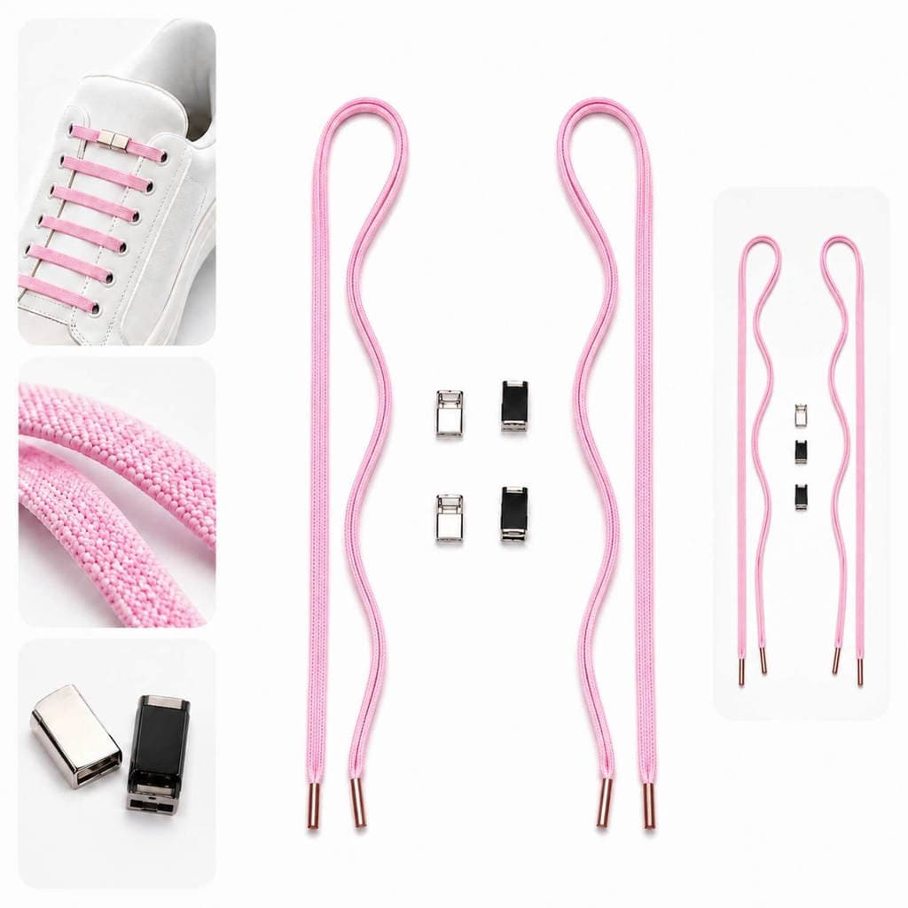Par de Cadarço Elástico com Fecho Magnético Rosa