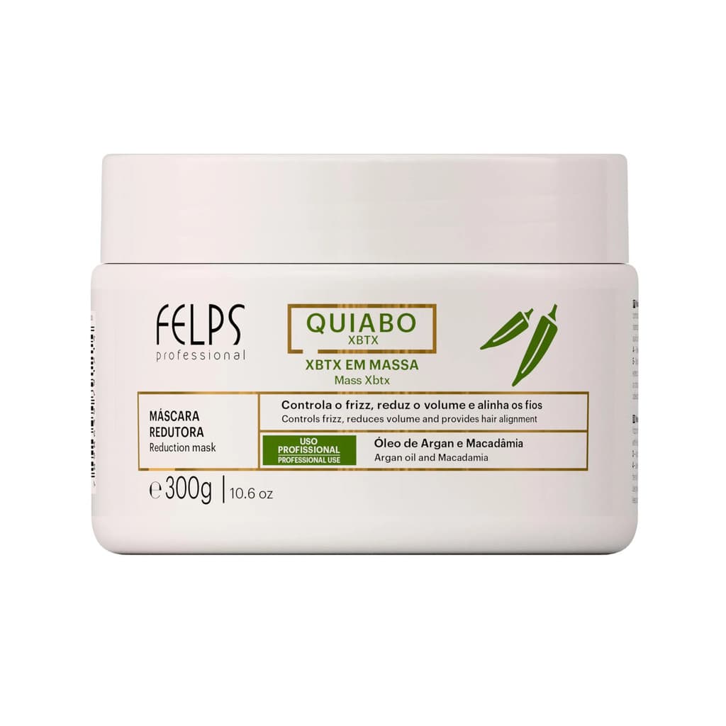 Máscara Quiabo XBTX Em Massa 300g - Felps Professional | Redução De Volume E Antifrizz