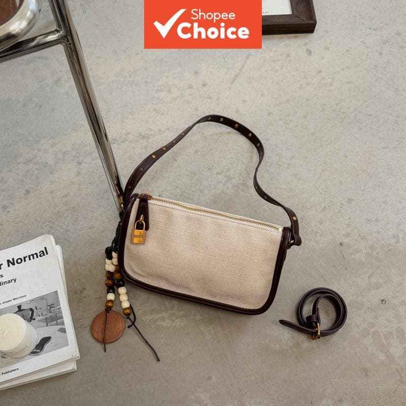 Bolsa tiracolo retrô de nicho premium, bolsa de ombro estilosa, casual com formato quadrado
