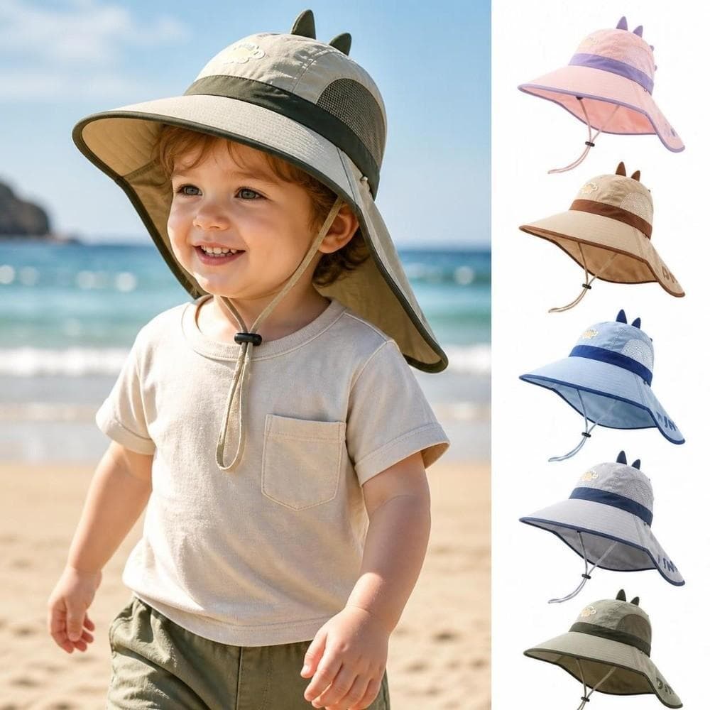 Chapéu De Sol Para Bebê , Balde De Aba Grande De Secagem Rápida Xale De Anti-UV De Proteção De Pescoço Respirável De Mal