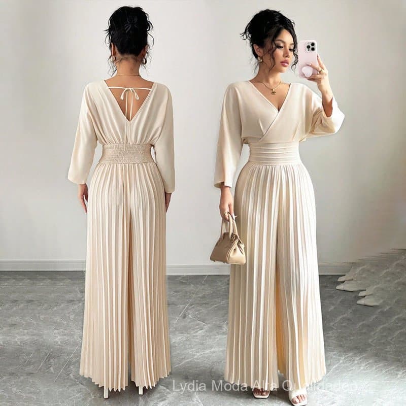 [Oferta especial por tempo limitado] Roupas femininas elegantes e de alta qualidade 26 Macacão feminino plissado, de cor