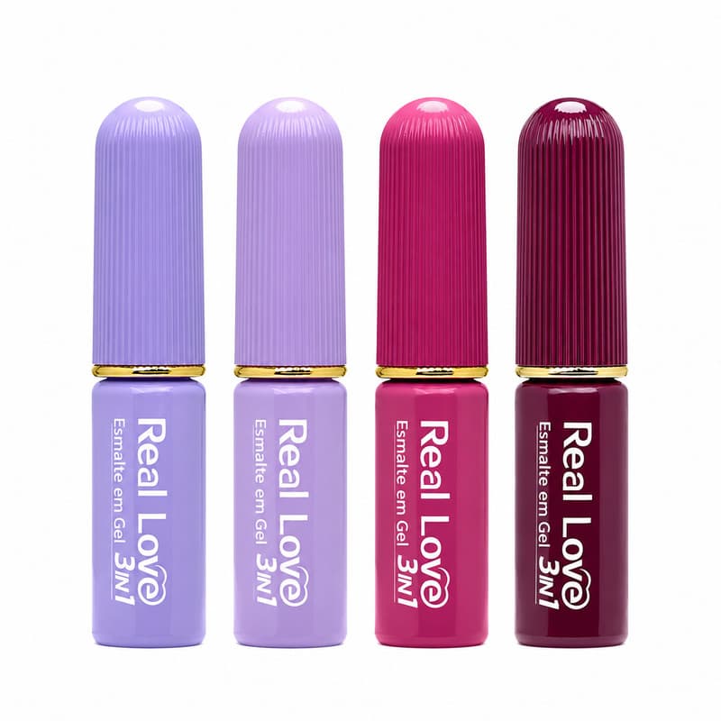 Kit 4 Esmaltes em Gel 3 em 1 Tons de Roxo Real Love