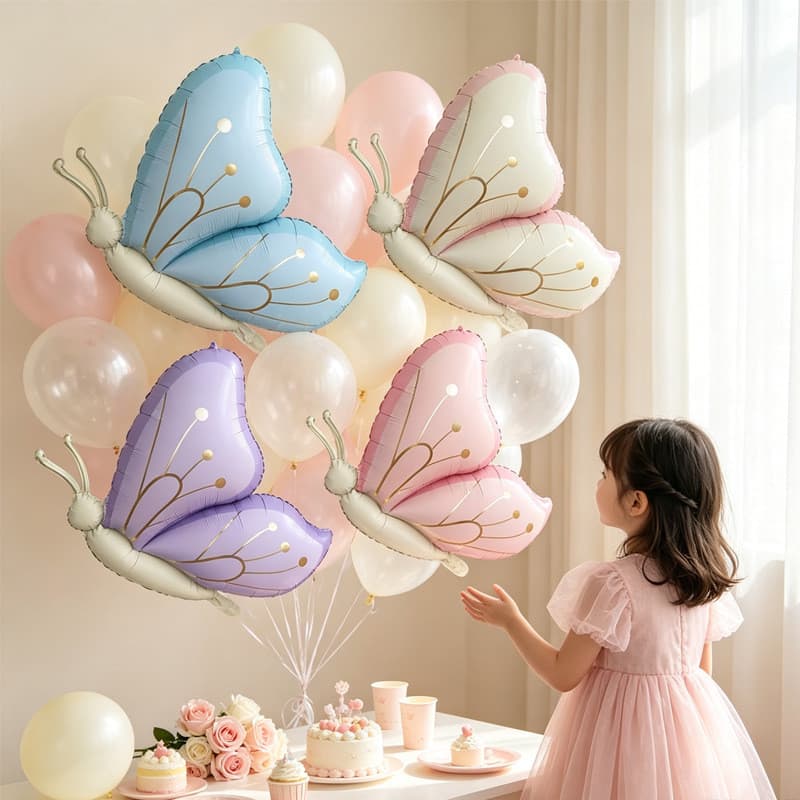 Balão De Folha De Borboleta 4D Mudança De Cor Gradiente Rosa/Azul/Roxo Hélio Aniversário Casamento Chá De Bebê Decoração
