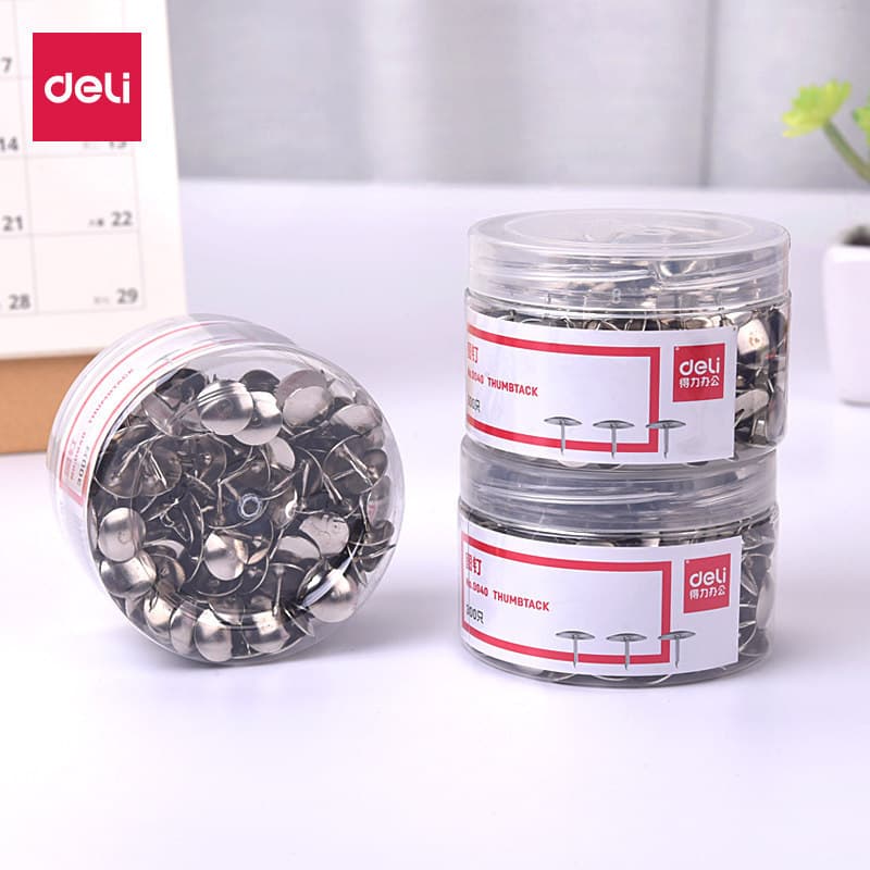 Deli percevejo 0040 Metal cabeça redonda prego cabeça grande cortiça prego parede imprensa prego 300 pçs/caixa