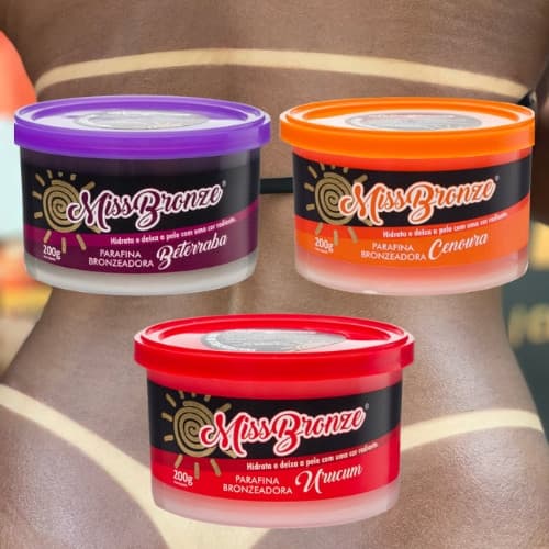 Parafina Bronzeadora Miss Bronze Cenoura 200g Pele Dourada – Bronze Perfeito de Verão