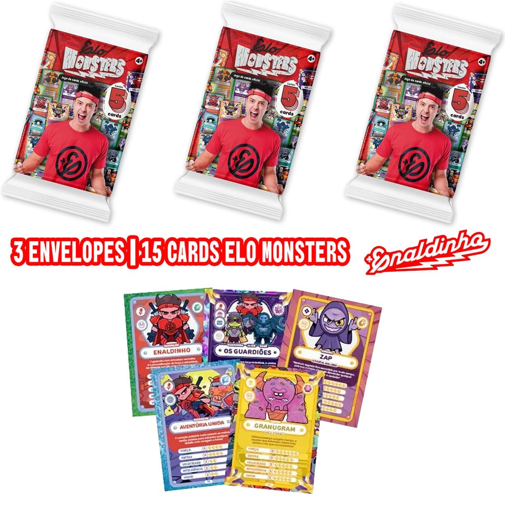 Kit 3 Flow Pack Enaldinho - 15 Cartas Cards Elo Monsters Sortidos Oficial