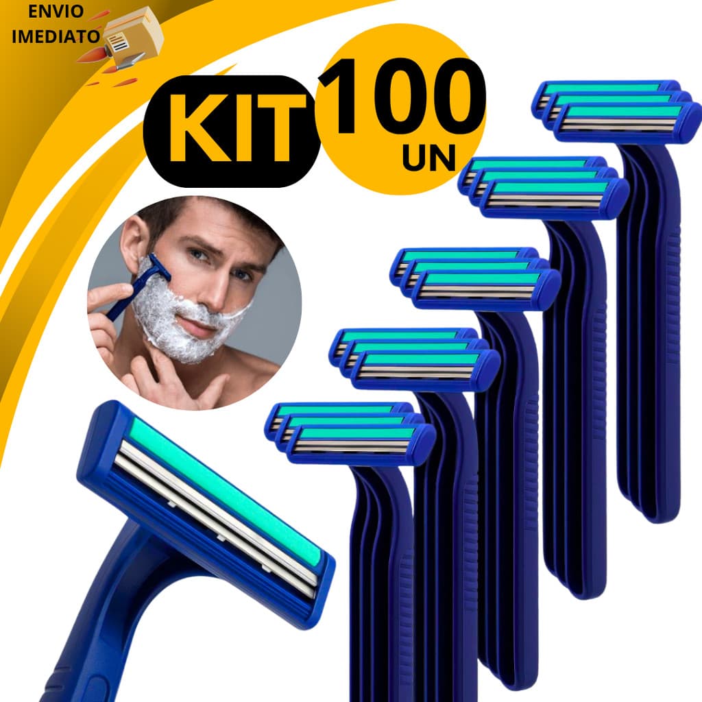 Kit 100 Barbeador 02 Lâminas Descartável Masculino e Feminino Gilete Suave Confort Corte Preciso
