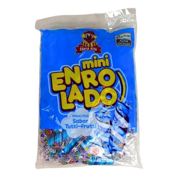 Pirulito Mini Enrolados Azul 50 unidades 300g Santa Rita