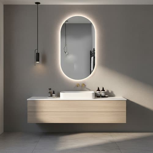 Espelho Oval 50x40cm Led Frio Para Banheiro Luxo Parede