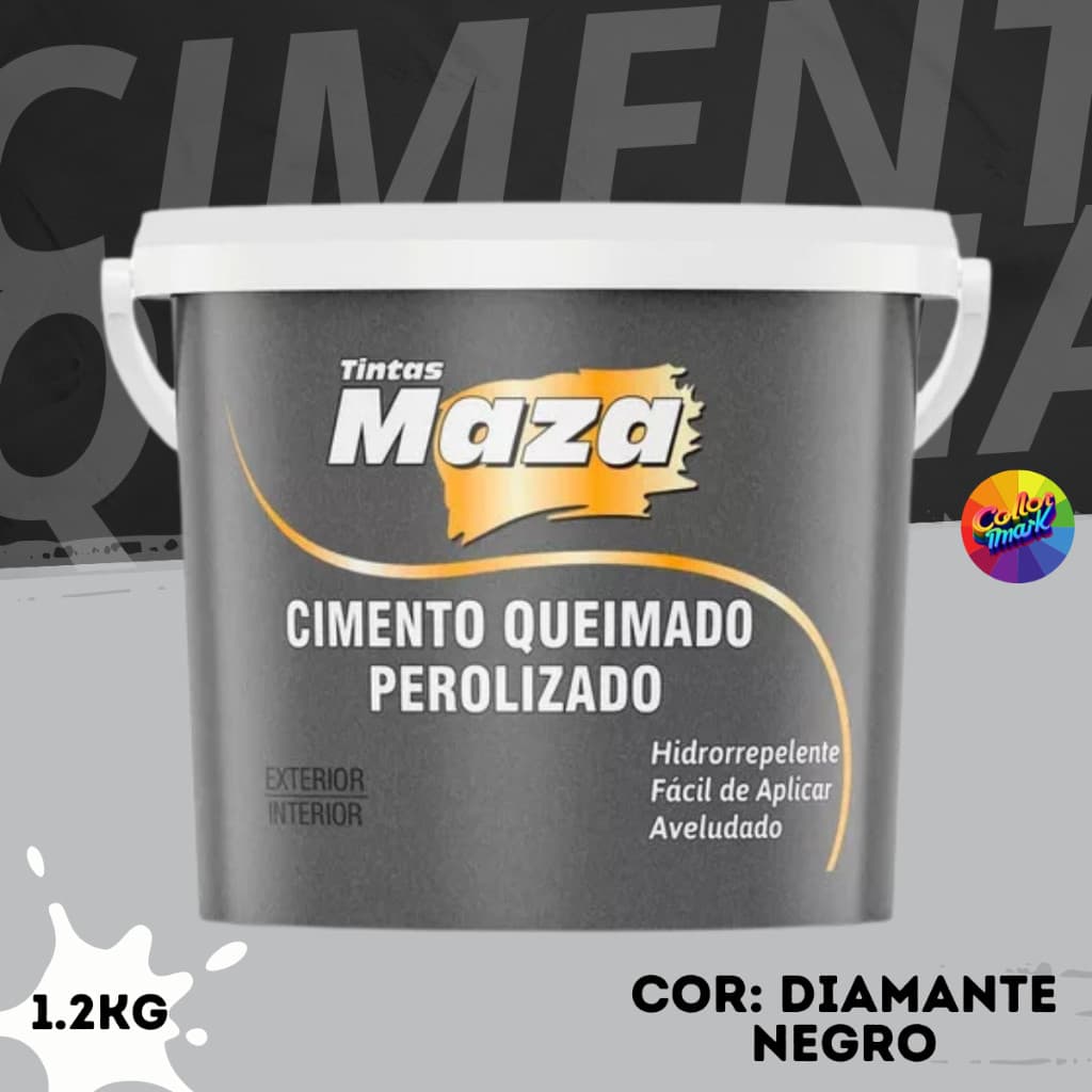 Efeito Cimento Queimado Perolizado 1.2kg Cor Diamante Negro Efeito Aveludado Maza