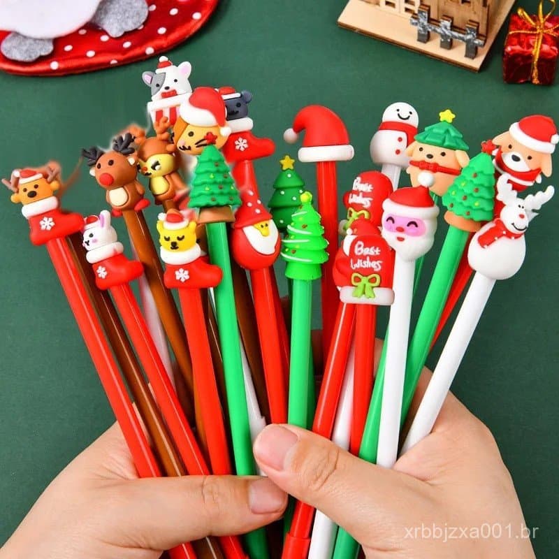 10-40pcs Canetas de Natal 3D Multicoloridas em Gel Divertidas, Adequadas para Lembrancinhas de Festa, Pequenos Presentes
