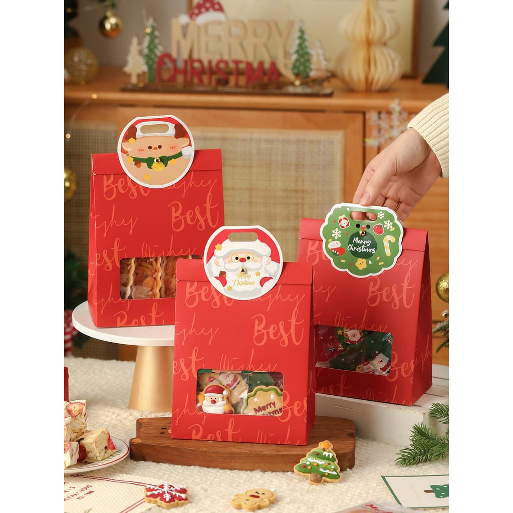 Saco de presente de natal caixa de presente pequeno presente véspera de natal lembrança das crianças doces biscoito emba